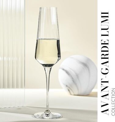 Набір келихів для шампанського Krosno Kristall, 4 шт, 200 мл – елегантні келихи для шампанського та просекко, сучасний дизайн, скло без свинцю, придатні для миття в посудомийній машині