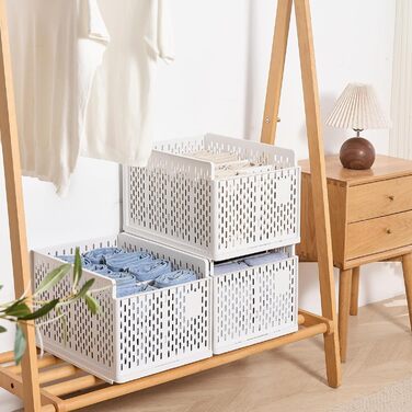 RMAN 4-Piece Closet Organizer Stackable Foldable Closet Organizer for Drawers, Closet Organizer, Storage Boxes, Kitchen, Bathroom (Beige)