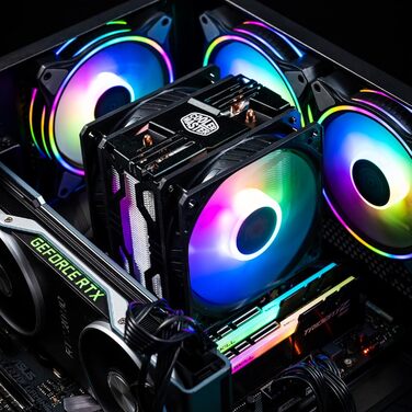 Охолоджувач CPU Cooler Master Hyper 212 LED Turbo ARGB з підтримкою LGA1700, 4 теплові трубки, RGB-вентилятор SF120R