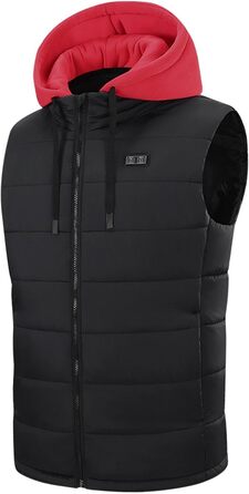 Чоловіча гріюча жилетка з капюшоном, 15 зон нагріву, USB, електрична, регульована, степна, зимова жилетка з нагрівом, без рукавів, червона, M