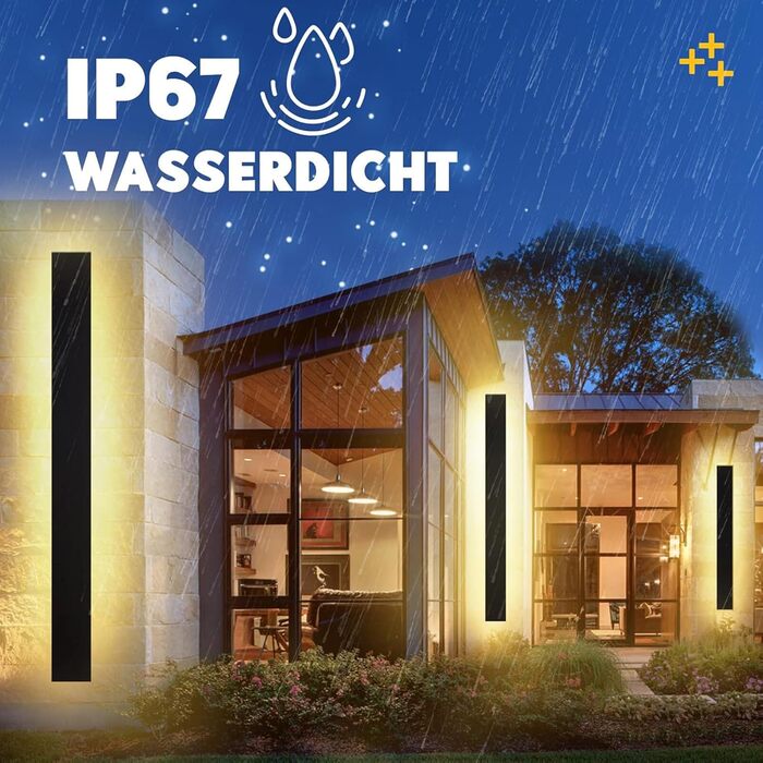 LED Wall Lamp Outdoor/Indoor Long Wall Lamp Anthracite, IP67 Waterproof Outdoor Wall Lights Aluminum Alloy Black Outdoor Light Terrace Wall Light For Gardens, Villa, Warm Light, 30*5cm, 7w