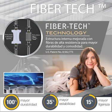 Надувний матрац Intex Klassische 137x191x25 см Fiber-Tech RP (64148ND) - односпальний, для дому та відпочинку