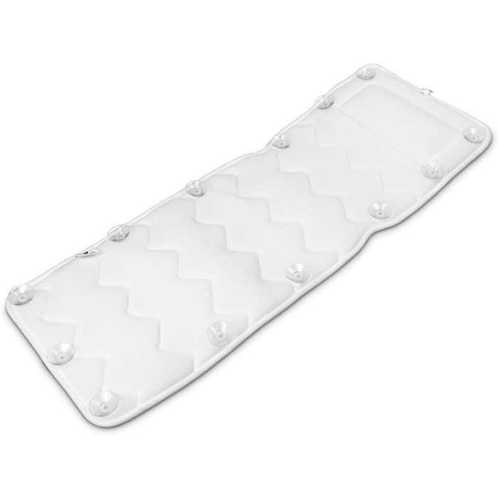 Navaris Full-Body Bath Mat with Pillow - 125x42cm Bath Mat for Bathtub, Bathtub Pillow, Soft Bath Insert - Mesh Mat in White