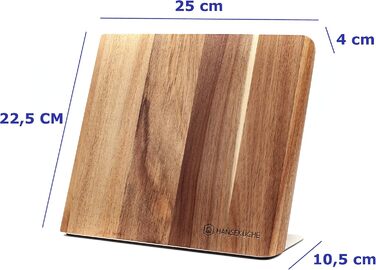 Hansekitchen Knife Holder Magnetic – Magnetic Knife Block Made of Acacia Wood, High-Quality Knife Board with Magnet, Magnetic Knife Holder without Knives - with Magnetic Strip (Brown)