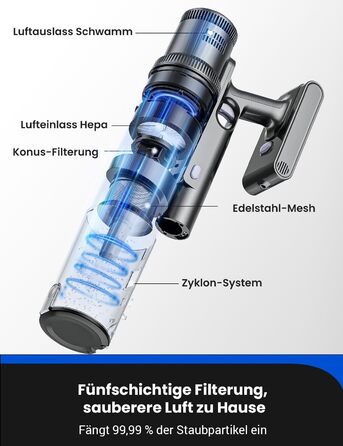 Бездротовий пилосос Proscenic P11 з функцією миття підлоги, 45KPA, 550W, 60хв, сірий