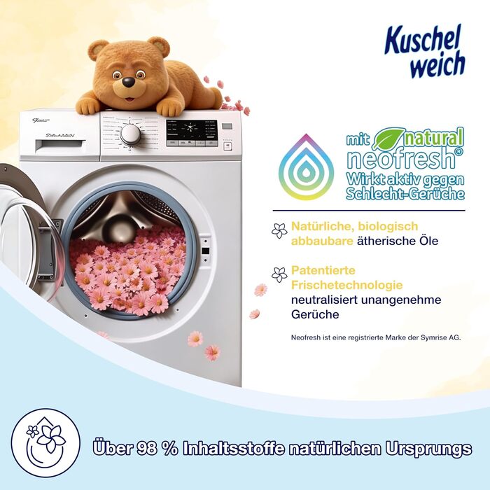 Кондиціонер для білизни Kuschelweich Sanft und Mild (Свіжість), 6 x 2 л (на 456 прань), гіпоалергенний, без мікропластику