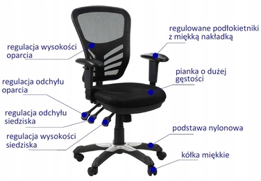 Ергономічне офісне обертове крісло HG-0001, сітка та тканина, чорне