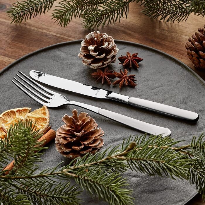 Amefa SATINA Cutlery Set, 60-Piece, Cutlery for 12 People, Dishwasher-Safe, Stainless Steel 18/10, Special Wave-Cut Design, Hardened Satina Steel Blades
