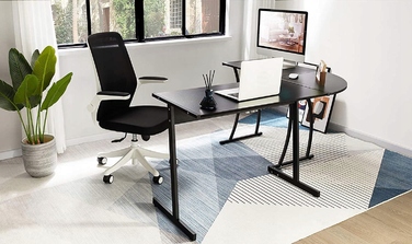 Кутовий ігровий та офісний стіл у стилі лофт Modern, великий чорний стіл для навчання