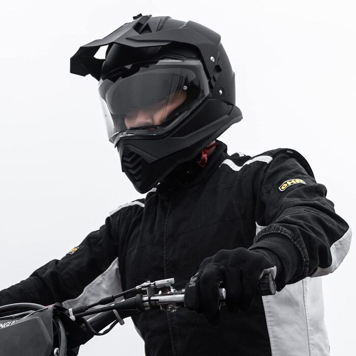 Мотошолом ILM Dual Sport Adventure з сонцезахисним склом, Pinlock, для кросу, квадроциклів, сертифікат ECE, модель WS902, розмір L, матовий чорний