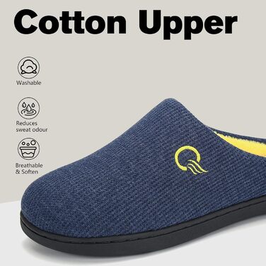 Домашні тапочки Mishansha для чоловіків та жінок з піни з пам'яті, неслизькі, синього кольору, 44/45 EU