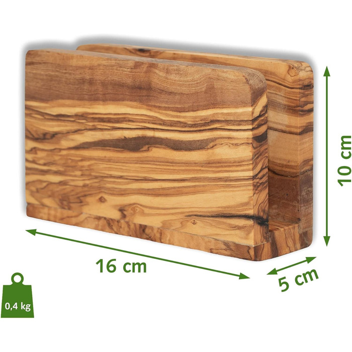 High-quality napkin holder made of sustainable olive wood from NATUREHOME – Exclusive, durable, and eco-friendly napkin dispenser wood standing 16 x 10 x 5 cm