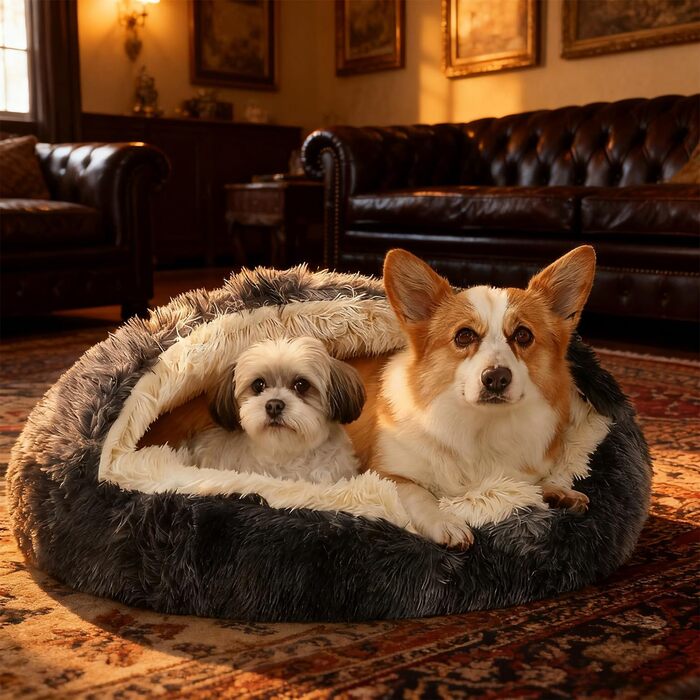 М'яке ліжко для собак та котів у формі мушлі, 50x50 см, тепле, зручне, миється, сірий колір