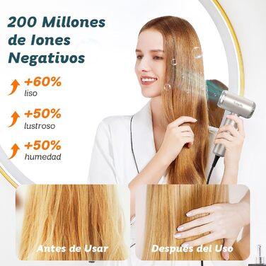 Золотистий фен Supgaliy з дифузором, іонізацією та 4 температурними режимами (1500W)