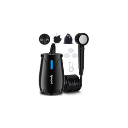 Camping душ Spopal з насосом 8000mAh, портативний, з вимірюванням температури, нічником, IPX8, для подорожей, поливу квітів, автомийки, миття тварин