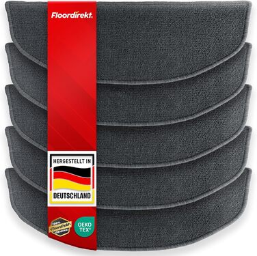 Килимок для сходів Floordirekt 15 шт. (65x23 см, напівкруглий, антрацит) - самоклеючий, для внутрішніх сходів