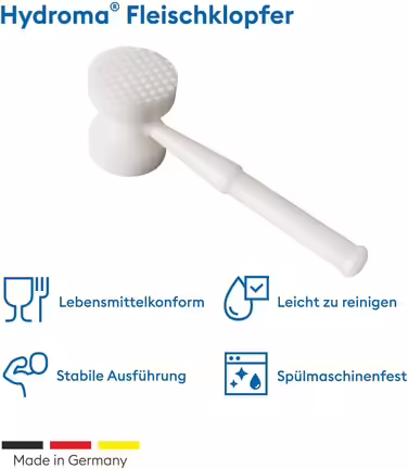 Hydroma® Meat Tenderizer/Steak Hammer made of plastic (PE, Polyethylene) – with a textured and smooth striking surface