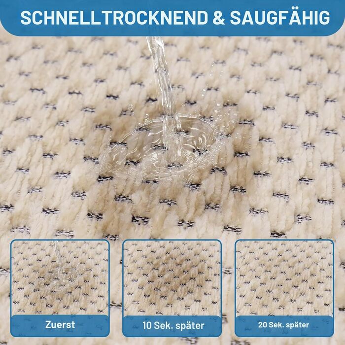 Килимок для ванної кімнати Badteppich Chenille, протиковзкий та вологопоглинаючий, 50x150 см, бежевий