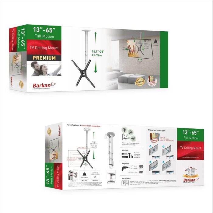 Кронштейн для телевізора Barkan Lange Weiß 13-75