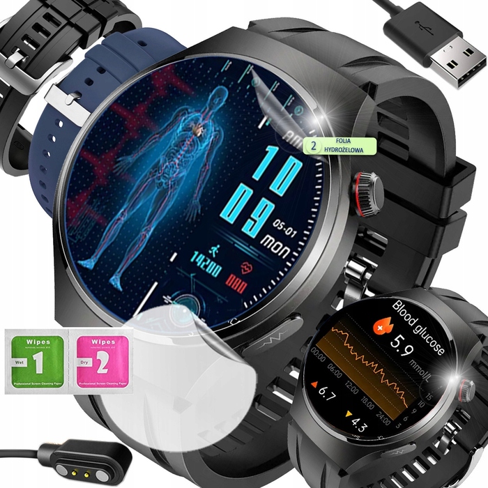 Смарт-годинник Smart-Trend: Моніторинг глюкози, ЕКГ та температури, чорний