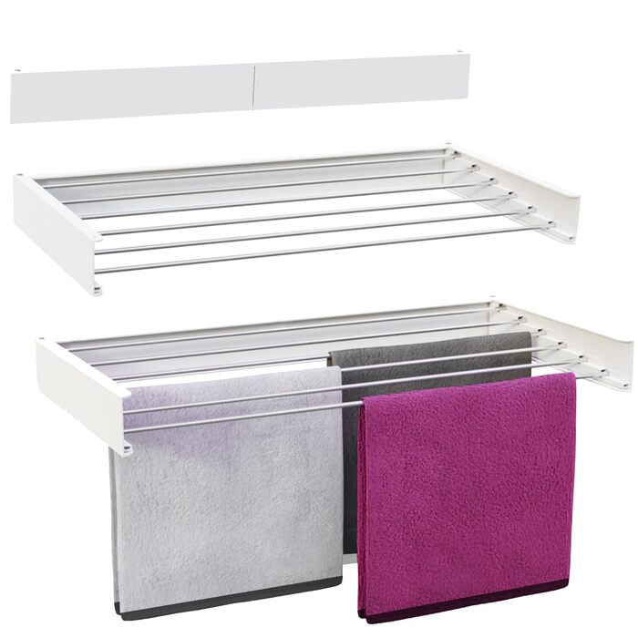 Сушарка для білизни настінна Vonia Wandtrockengestell 100x50 см, біла, складана, для ванної, балкона, квартири