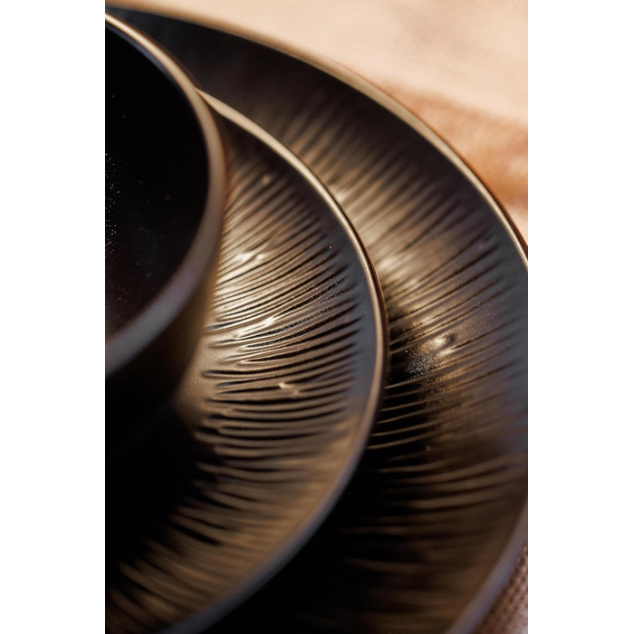 Набір посуду Mikasa Jardin Midnight (12 предметів) для 4 осіб: тарілки, супові тарілки, миски, зелений колір, подарункова коробка, придатний для миття в посудомийній машині