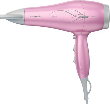 Фен GRUNDIG HD 6280: 2200 Вт, іонізація, керамічне покриття, олія лотоса, 3 режими, холодний струмінь, рожевий/срібний, 2023 модель