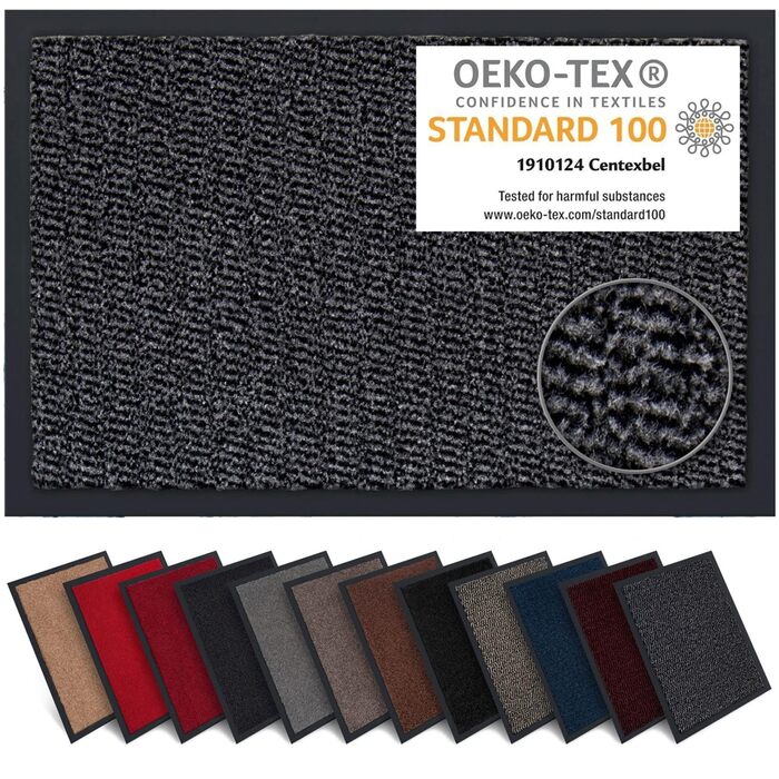 Килимок для дому Carpet Diem, 40x60 см, антиковзаюча, чорний. Килимок для входу, для дому та вулиці, легко чиститься, вбирає бруд