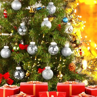 Шарм-кулі для ялинки, пластикові, срібні, 6 см, набір 30 шт. з петелькою