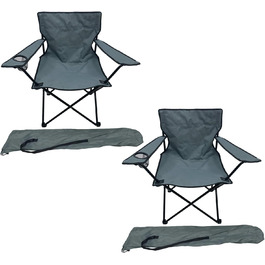 Крісло для риболовлі, стільчик для кемпінгу, складне крісло рибалки, режисерське крісло, темно-сірий, з підстаканником та сумкою