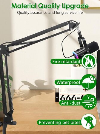 Кріплення для мікрофона FIFINE AM8, білий - Шарнірний стійкий кріплення для мікрофонів FIFINE Recording XLR/USB, AM8, YOUSHARES. Підходить для мікрофонів з адаптерами 3/8' - 5/8'.