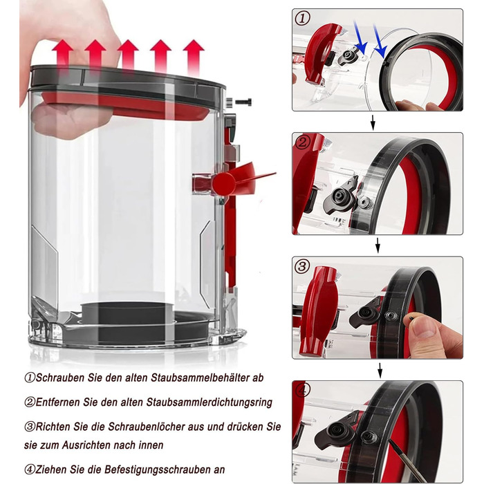 Електричний насадка для миття підлоги Dyson V12 Detect Slim / V10 Slim, з вологою тканиною та знімним баком для води, 6 змінних моп та контейнер для пилу (V10)