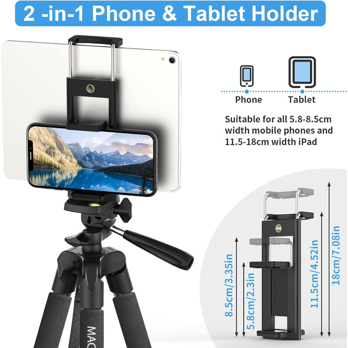 Штатив Handy Stativ Upgrade 172см для камери, смартфона, iPad з тримачем та пультом, легкий, чорний