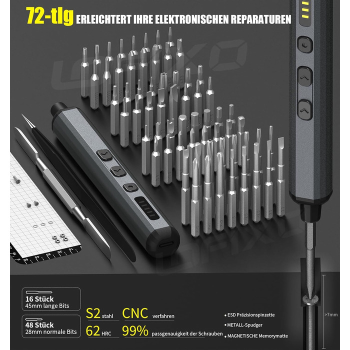 Набір викруток 72 в 1 для ремонту iPhone/MacBook/Xbox/Switch/PS4/PS5: Torx, Pentalobe, Triwing, Dreieck + Spudger