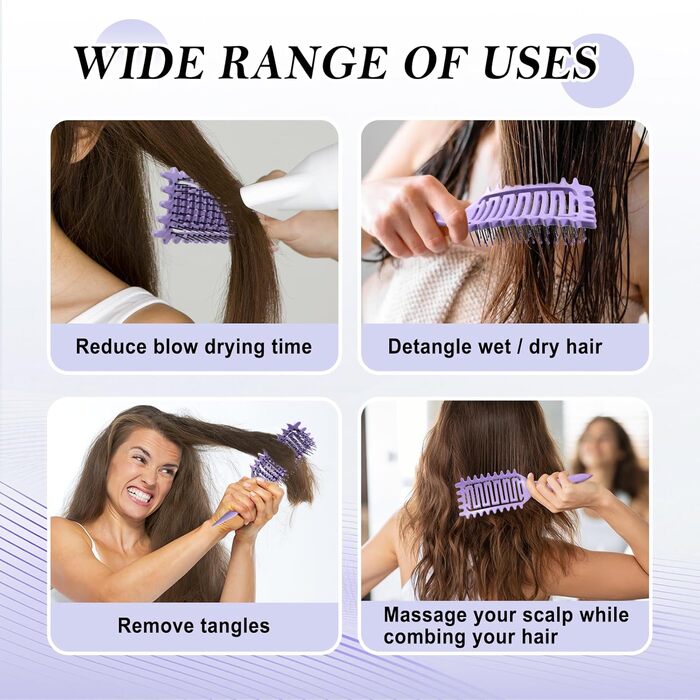 Щітка для кучерявого волосся: формування та завивання кучерів (фіолетовий)