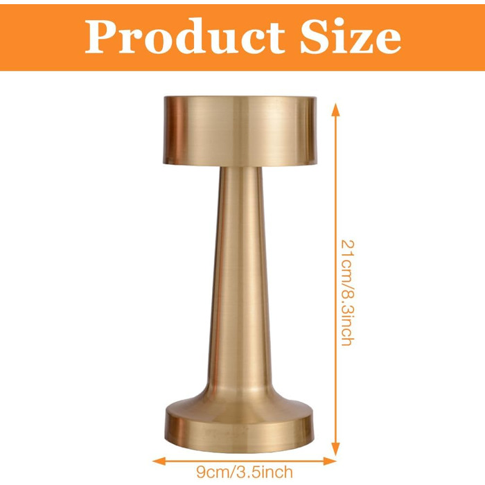 LED торшер настільний бездротовий, 2 шт. з сенсорним керуванням, 3 режими, 2000mAh, тепле світло для спальні та нічного столика