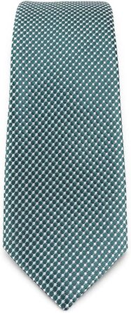 Краватка TigerTie шовкова вузька з крапками (Зелений Петроль, Срібло) - дизайнерська краватка
