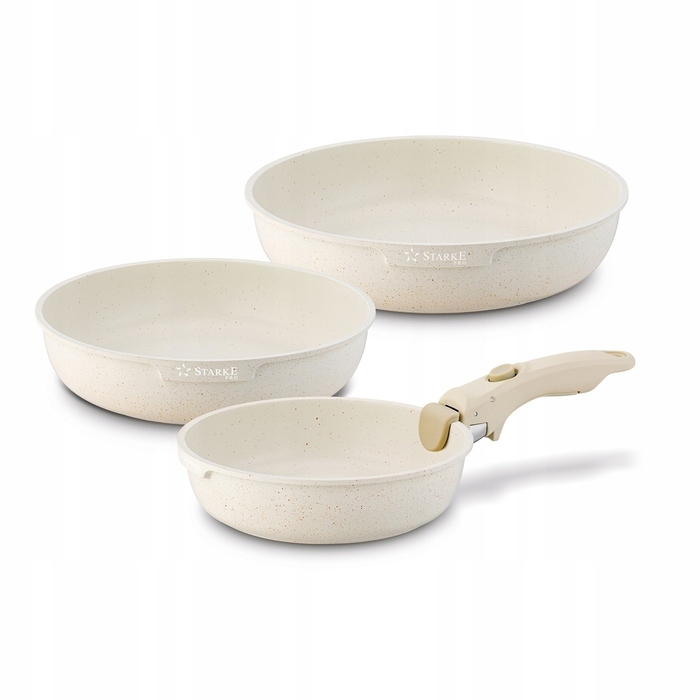 Набір сковорідок Starke Pro бежевий, антипригарне покриття, 4 предмети (20/24/26 см)