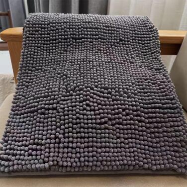 Великий килимок для ванної кімнати Chenille сірий, 50x120 см, гігроскопічний та м'який з високим ворсом 1.5 см, протиковзкий