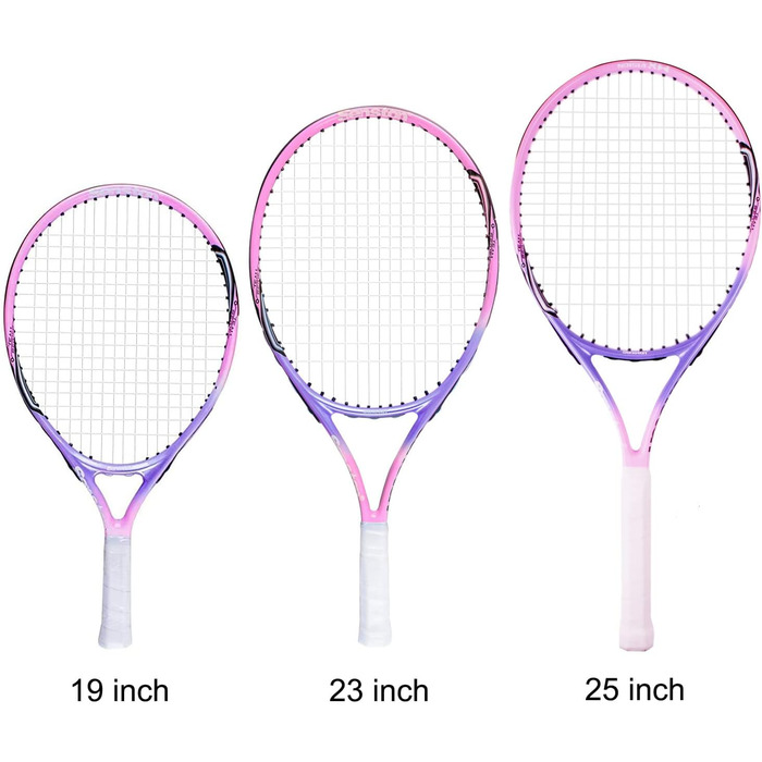 Senston Tennis Racket 19/23/25 Inch One-Piece Design with Tennis Bag, Overgrip & Vibration Dampener - Pink