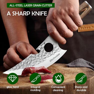 Ніж кухарський Kitchvalor 6 дюймів (15 см) з високоякісної сталі, кухонний ніж, ніж для нарізання, ергономічна ручка, подарункова коробка (Viking Knife)