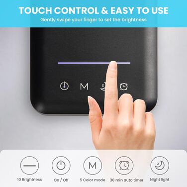 Лампа настільна LED BIENSER, 560LM, 5 кольорів, 10 рівнів яскравості, нічник, USB, пам'ять, таймер 30хв, 6000K, 10W