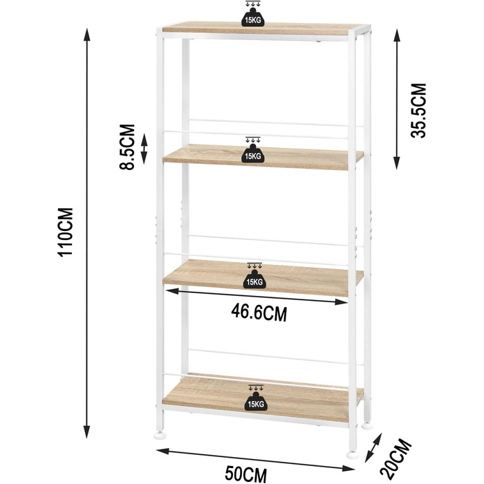 WOLTU 4-Tier Corner Shelf - White Oak & White Finish