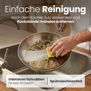 Сковорода нержавіюча сталь 24 см Edelstahlpfanne – для індукції, професійна, універсальна. Підходить для стейків та пасти, без покриття PFOA/PTFE/PFAS, жароміцна.