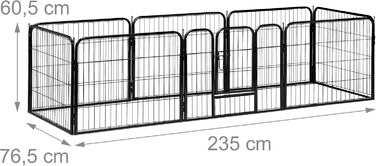 Вольєр для цуценят та дрібних тварин Relaxdays - чорний, 100 x 76,5 x 235 см