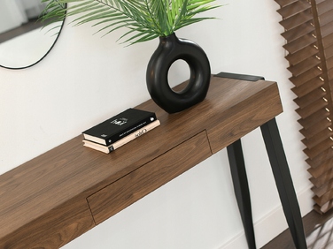 Консольний столик Mebel-Partner, чорний/горіх, напівглянцевий, 105 x 75 x 35 см