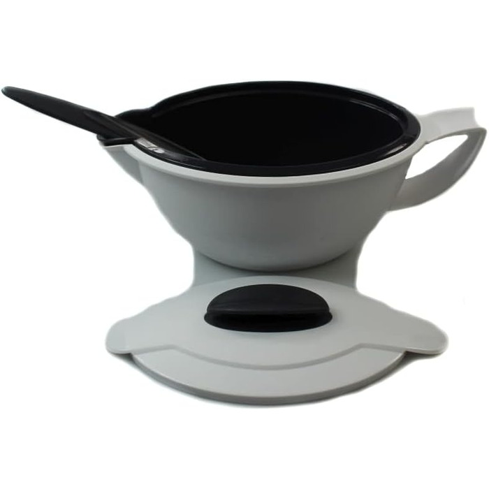 Термосоусник Tupperware Thermo-Duo 400 мл, сірий/білий, з ложкою, для подачі соусів, ізотермічний посуд