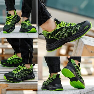 Зручні робочі черевики для чоловіків та жінок. Легкі, спортивні, з металевим підноском, неслизькі, дихаючі. Розмір 43 EU, колір зелений