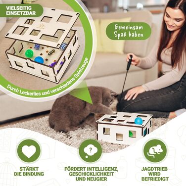 Interactive cat toy for self-entertainment and playing together | Can be combined with treats & own toys [NATURAL PRODUCT] Puzzle Box