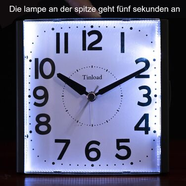 Analog Senior Alarm Clock with Night Light, 4.7-inch Dial, Table Clock with Snooze Function, Loud, 3-Stage Increasing Bell Sound, Battery Powered